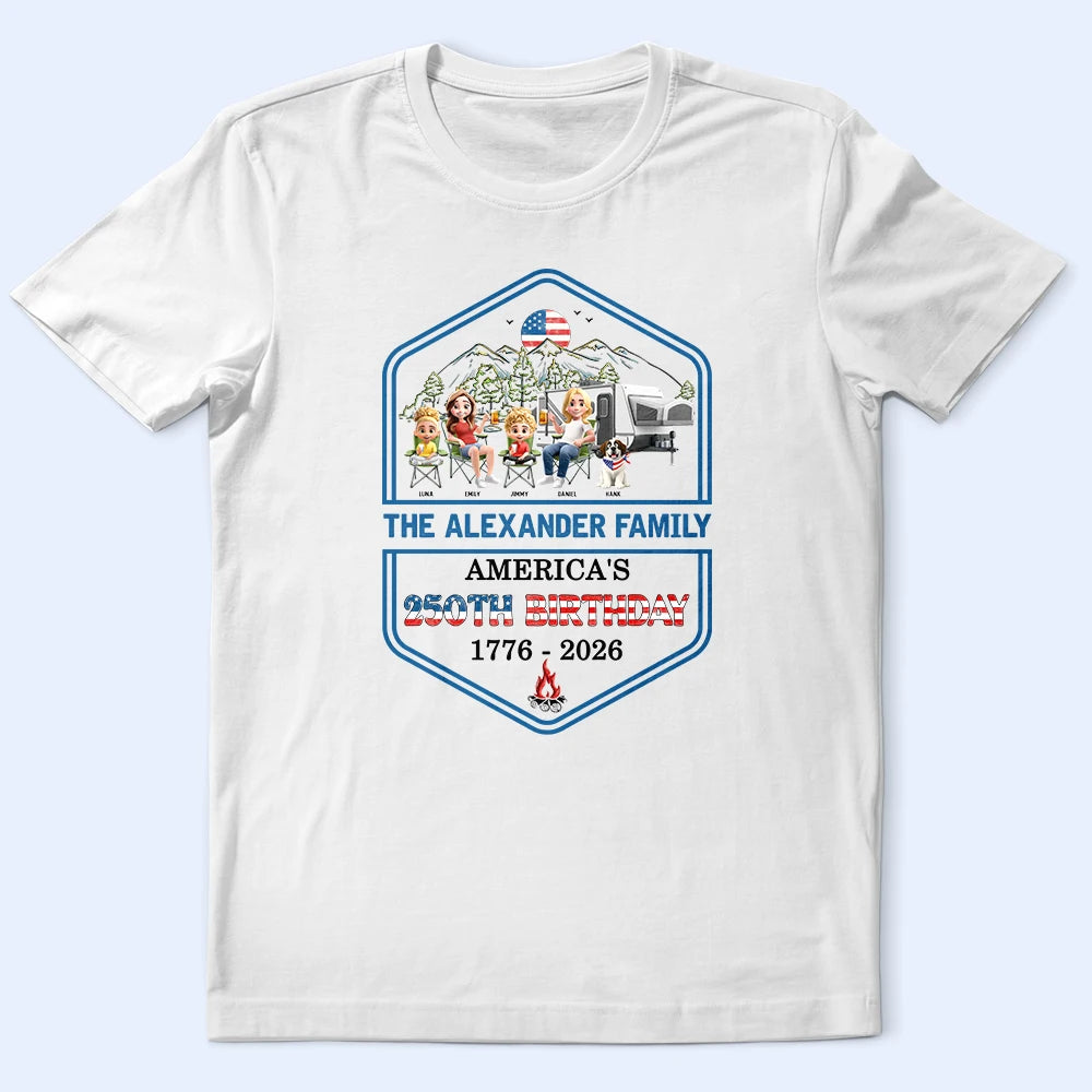 Stars And Stripes Family Camping - Personalized T Shirt