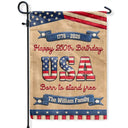Family,Parents,Gift For Grandparents,Happy - Stars And Stripes Happy USA 250Th Birthday Embroidery Effect - Personalized Flag