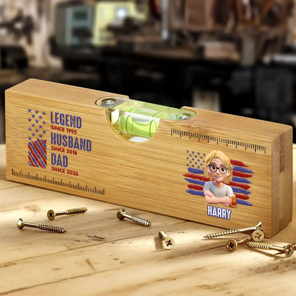Gift For Father,Gift For Grandpa,Independence Day,America 250th,Gift For Men,Happy - Stars And Stripes Legend Husband Daddy Grandpa - Personalized Bottle Opener Wood Level