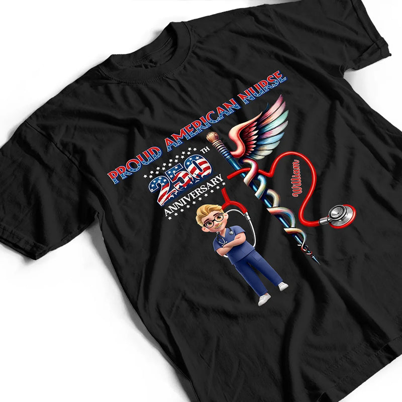 Independence Day,America 250th,Nurse,Happy,Gift For Yourself - Stars And Stripes Proud American Nurse - Personalized T Shirt