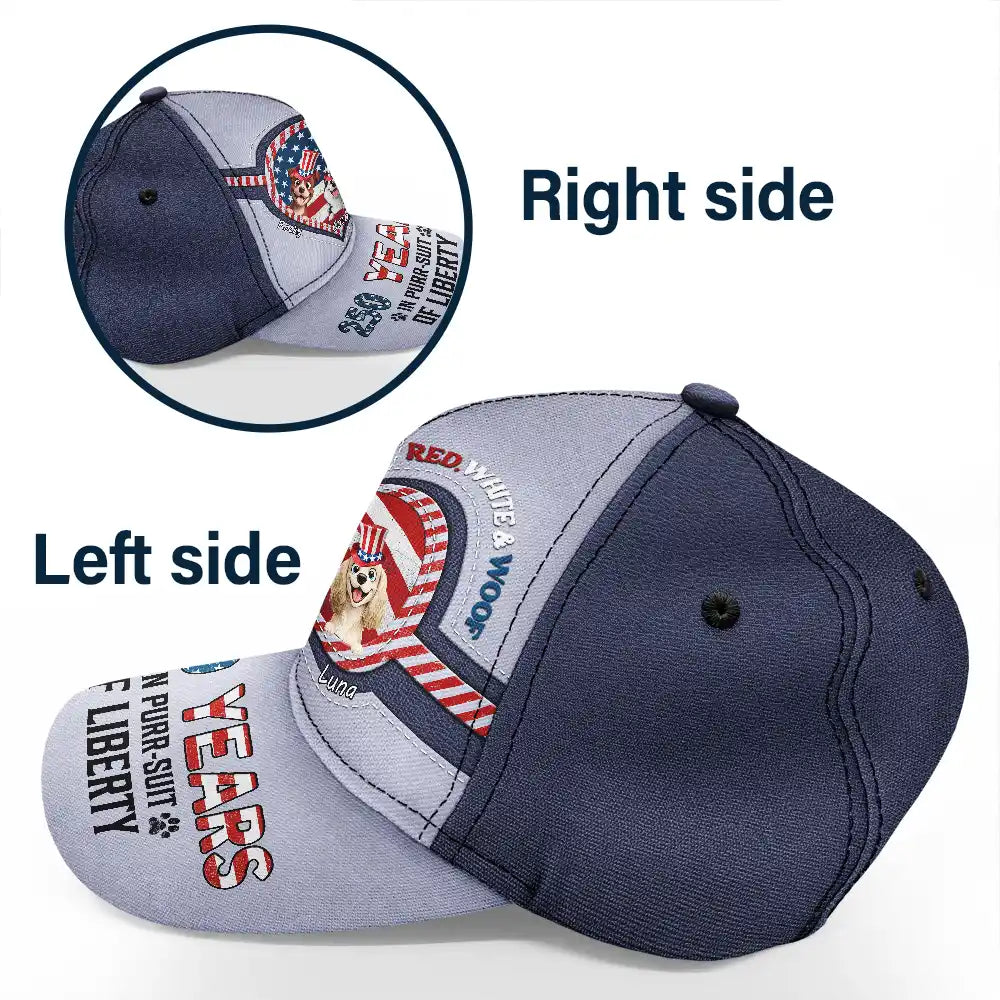Vector,Independence Day,America 250th,Dog Lovers,Dog Mom,Dog Dad,Dog Couple,Happy - Stars And Stripes Red White Woof - Personalized Classic Cap