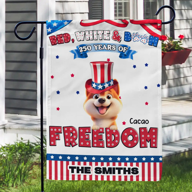 Independence Day,America 250th,Dog Lovers,Dog Mom,Dog Dad,Family,Happy - Stars And Stripes Red White & Woof 250 Years - Personalized Flag