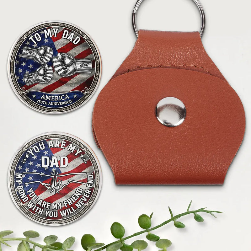 Gift For Father,Gift For Men,Gift For Husband,Funny,America 250th,Independence Day - Stars And Stripes Thanks For Being My Dad - Personalized Leather Pocket Hug
