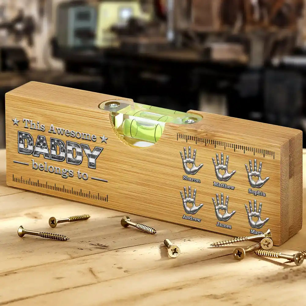 Gift For Father,Gift For Grandpa,Gift For Men,Happy,Independence Day,Vector - Stars And Stripes This Awesome Dad Belongs To - Personalized Bottle Opener Wood Level
