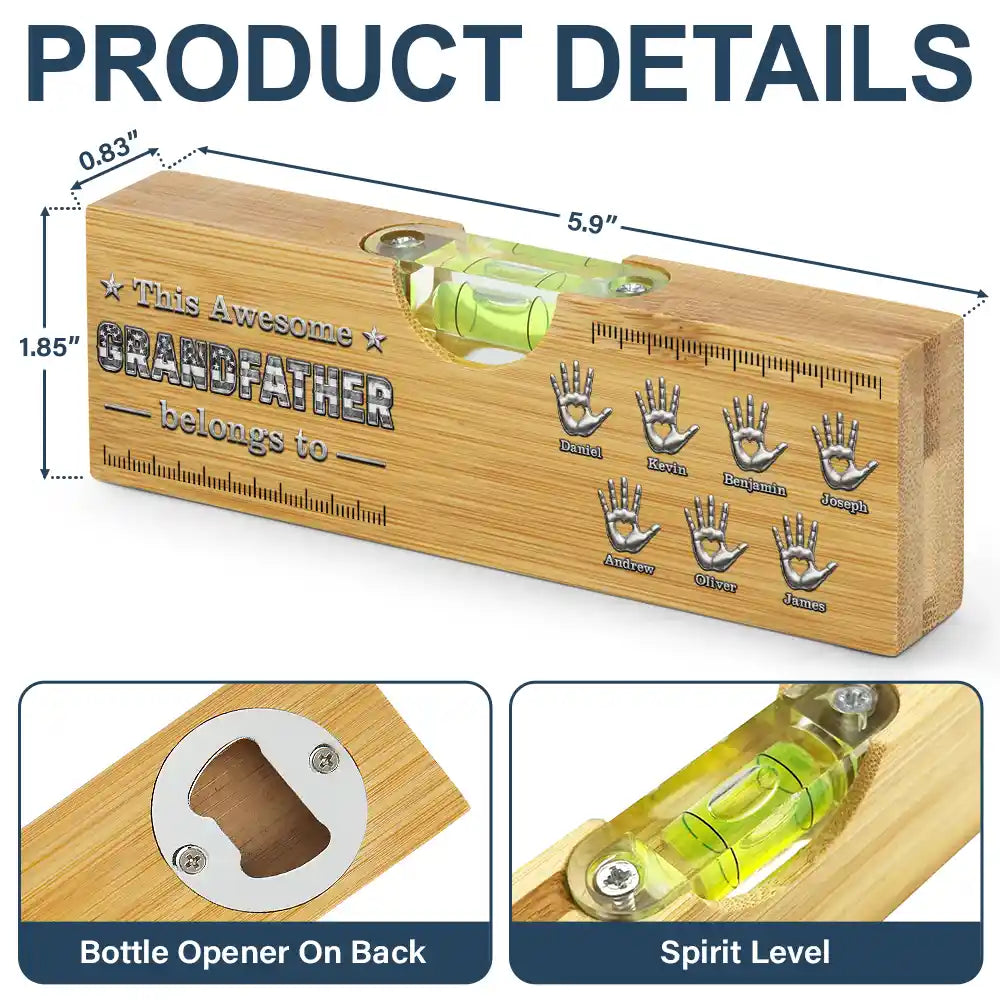 Gift For Father,Gift For Grandpa,Gift For Men,Happy,Independence Day,Vector - Stars And Stripes This Awesome Dad Belongs To - Personalized Bottle Opener Wood Level