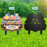Gardening,America 250th,Independence Day,Family,Gift For Yourself,Happy,Gift For Mother,Gift For Father,Vector - Stars And Stripes Welcome To Our Home - Personalized Metal Garden Stake
