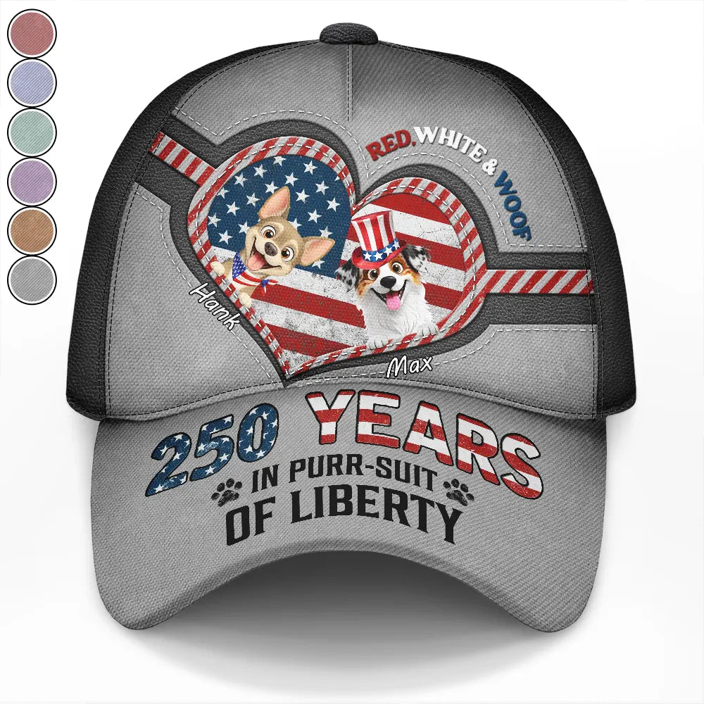Stars And Stripes Red White Woof - Personalized Classic Cap