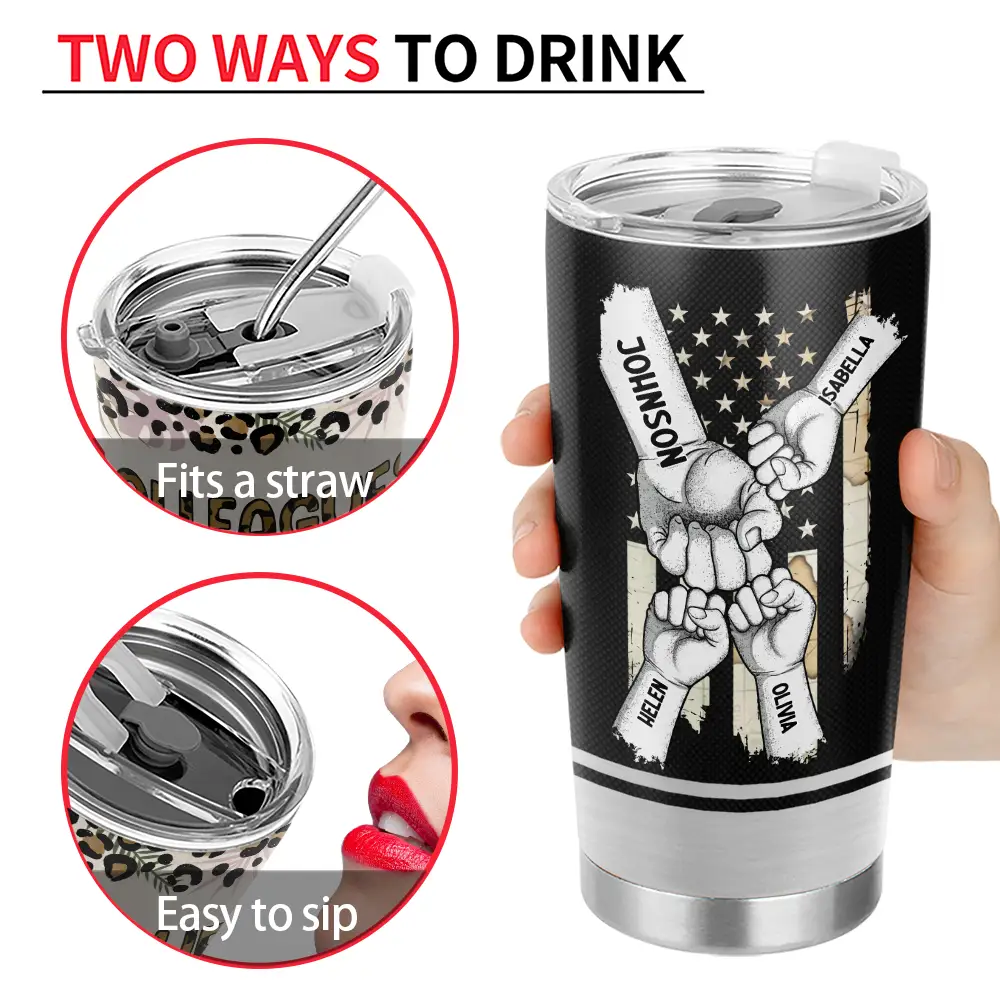 Gift For Father,Funny - Stars & Striped Best Dad Ever - Personalized Tumbler