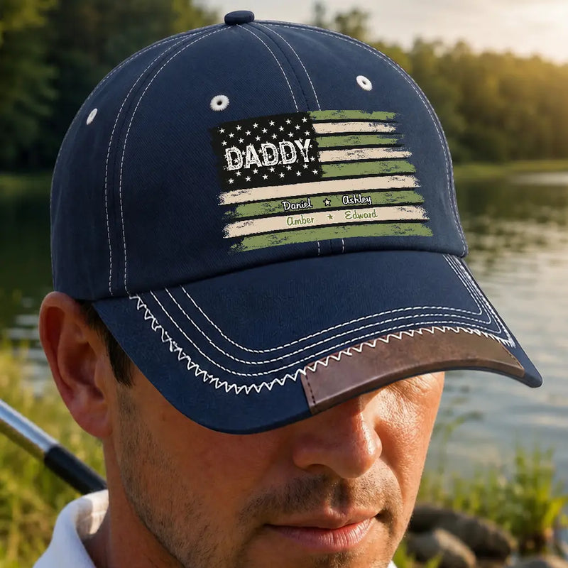 Gift For Father, Independence Day, Proud, Icon - Stars & Stripes American Dad Grandpa - Personalized Vintage Baseball Cap