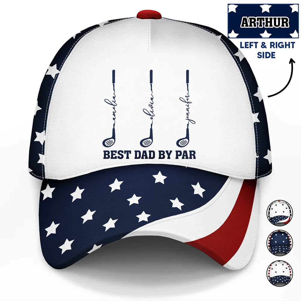 Independence Day,Gift For Grandpa,Gift For Father,Golf,Icon,Proud - Stars & Stripes Best Dad Grandpa By Par Golf Clubs - Personalized Classic Cap