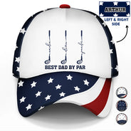 Independence Day,Gift For Grandpa,Gift For Father,Golf,Icon,Proud - Stars & Stripes Best Dad Grandpa By Par Golf Clubs - Personalized Classic Cap