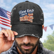 Happy,Gift For Father,Gift For Grandpa,Gift For Men,Independence Day,America 250th,Icon,Adorable - Stars & Stripes Best Dad Grandpa Ever Fist Bump - Personalized Distressed Cap