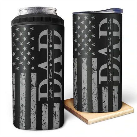 Stars & Stripes Dad Grandpa We Love You - Personalized 4 In 1 Can Cooler Tumbler