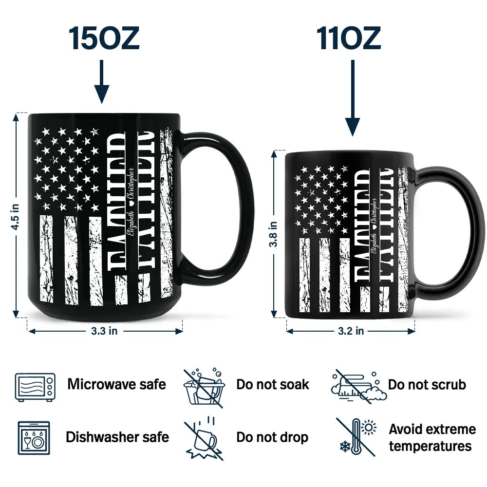 Gift For Father,Dad,Children - Stars & Stripes Dad Grandpa We Love You - Personalized Black Mug
