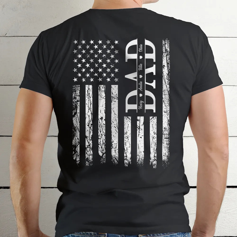 Stars & Stripes Dad Grandpa We Love You - Personalized T Shirt