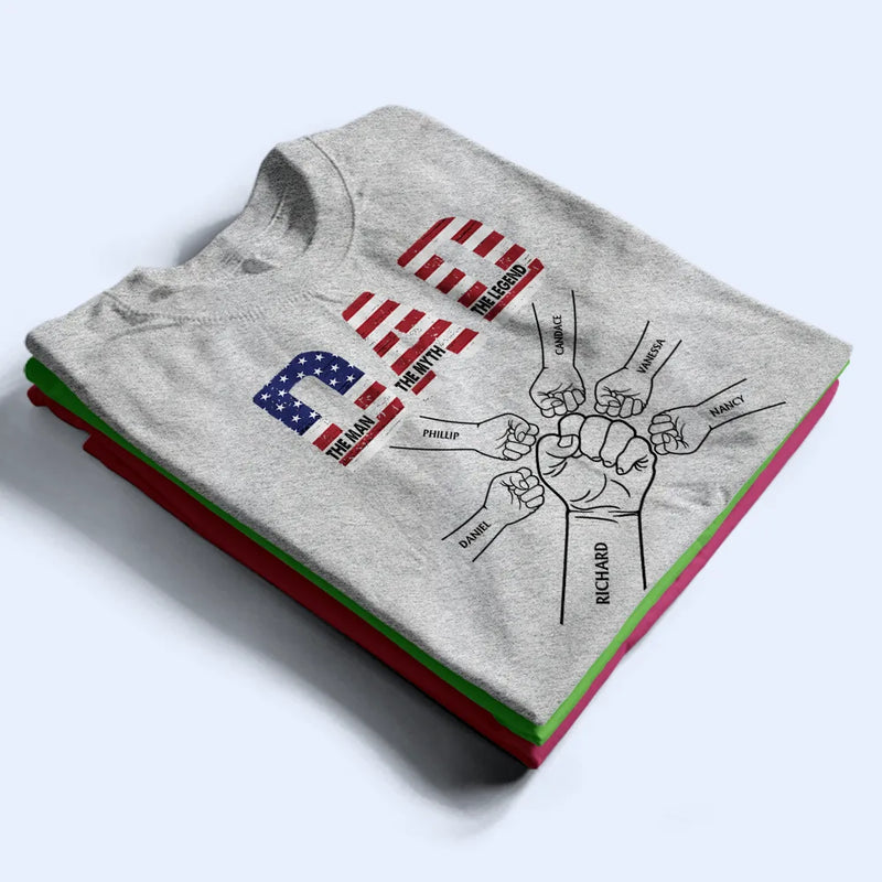 Independence Day, America 250th, Gift For Father, Dad - Children - Stars & Stripes Dad The Man The Myth The Legend - Personalized T Shirt