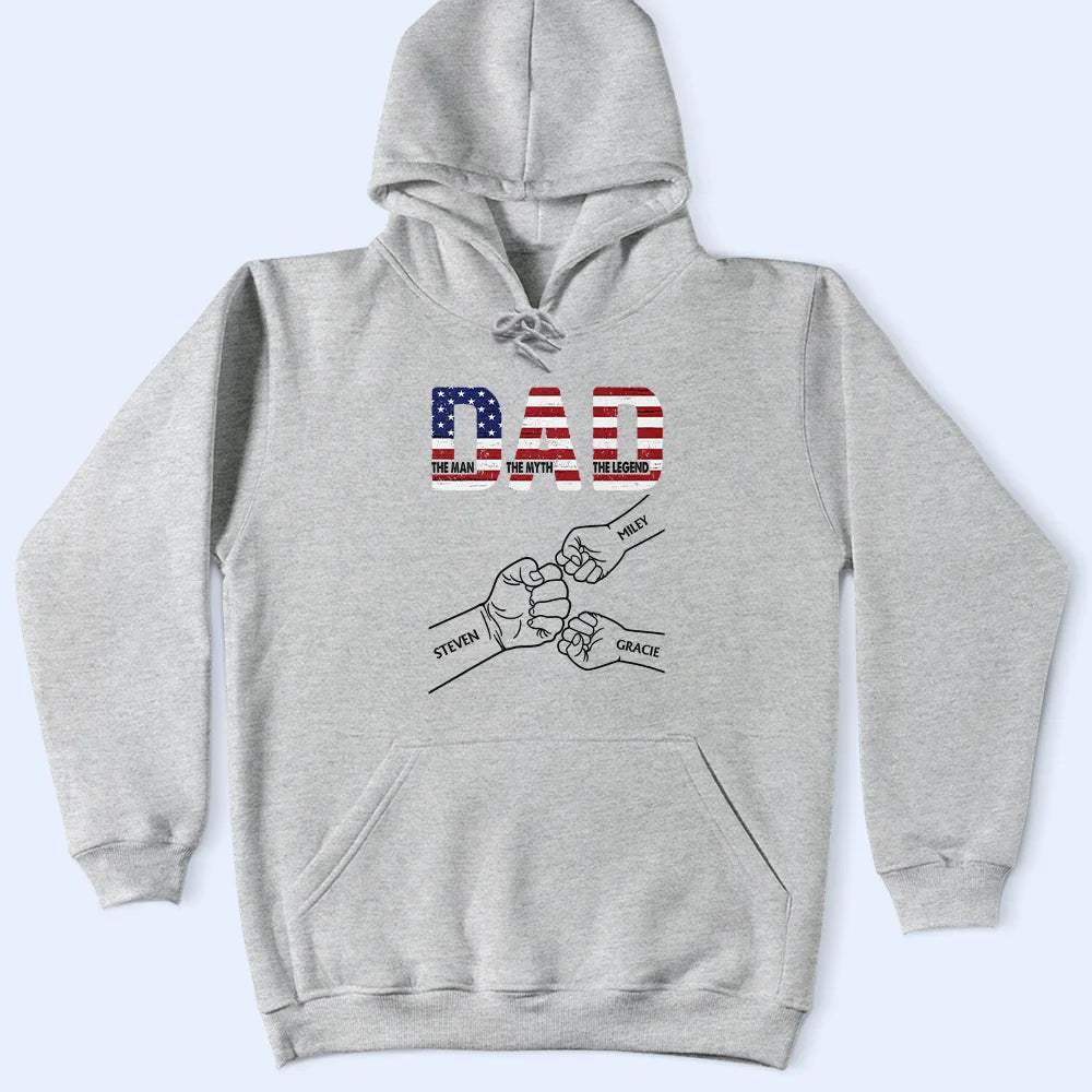 Independence Day, America 250th, Gift For Father, Dad - Children - Stars & Stripes Dad The Man The Myth The Legend - Personalized T Shirt