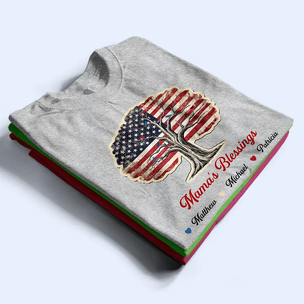 Gift For Grandma,Grandma,Grandkids,Independence Day,Happy - Stars & Stripes Grandma's Blessing - Personalized T Shirt