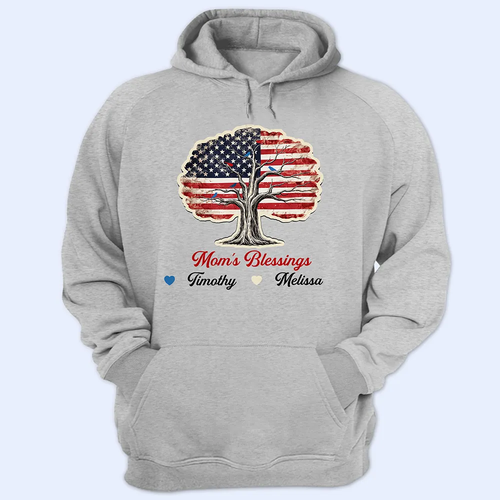 Gift For Grandma,Grandma,Grandkids,Independence Day,Happy - Stars & Stripes Grandma's Blessing - Personalized T Shirt