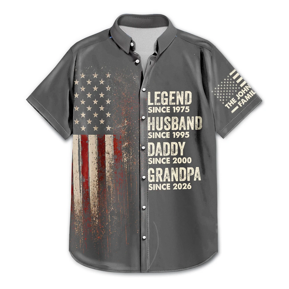 Independence Day,Gift For Father,Gift For Grandpa,Top Market,Proud - Stars & Stripes Legend Husband Dad Papa - Personalized Hawaiian Shirt