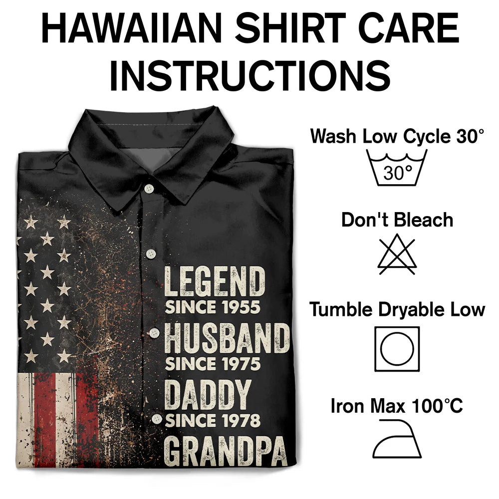 Independence Day,Gift For Father,Gift For Grandpa,Top Market,Proud - Stars & Stripes Legend Husband Dad Papa - Personalized Hawaiian Shirt
