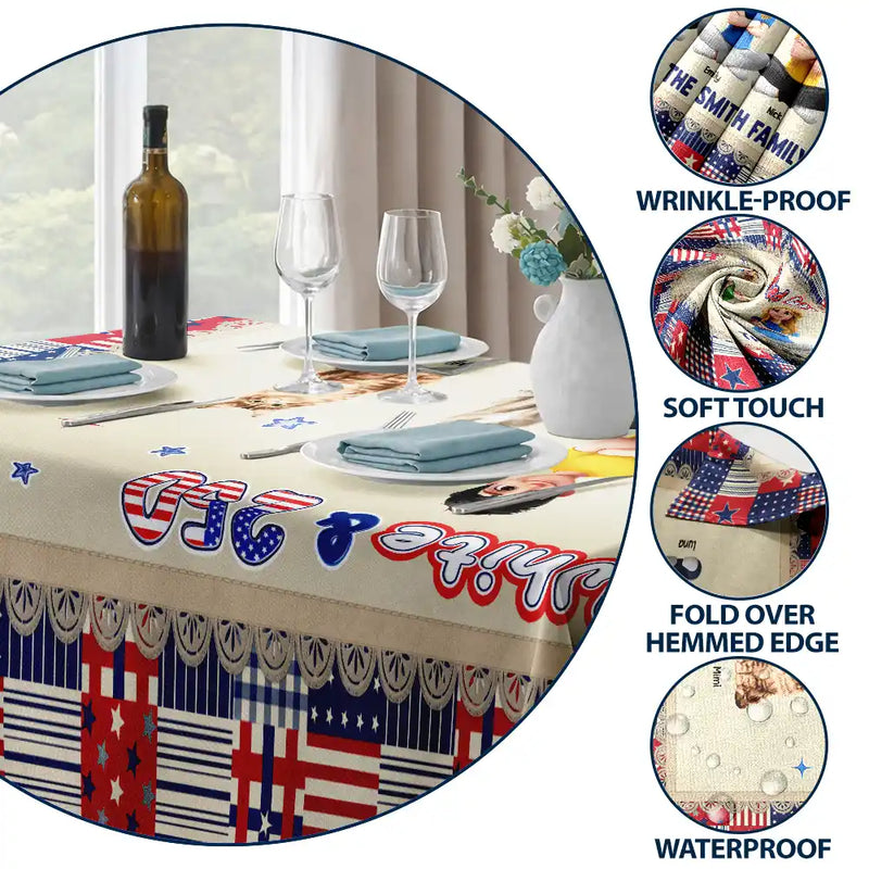Independence Day,America 250th,Family,Happy,Gift For Yourself,Gift For Father,Gift For Mother - Stars & Stripes Red White And 250 - Personalized Tablecloth