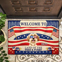 Funny,Independence Day,Pet Lovers,Pet Mom,Pet Dad - Stars & Stripes The Land Of Free And Furry - Personalized Doormat