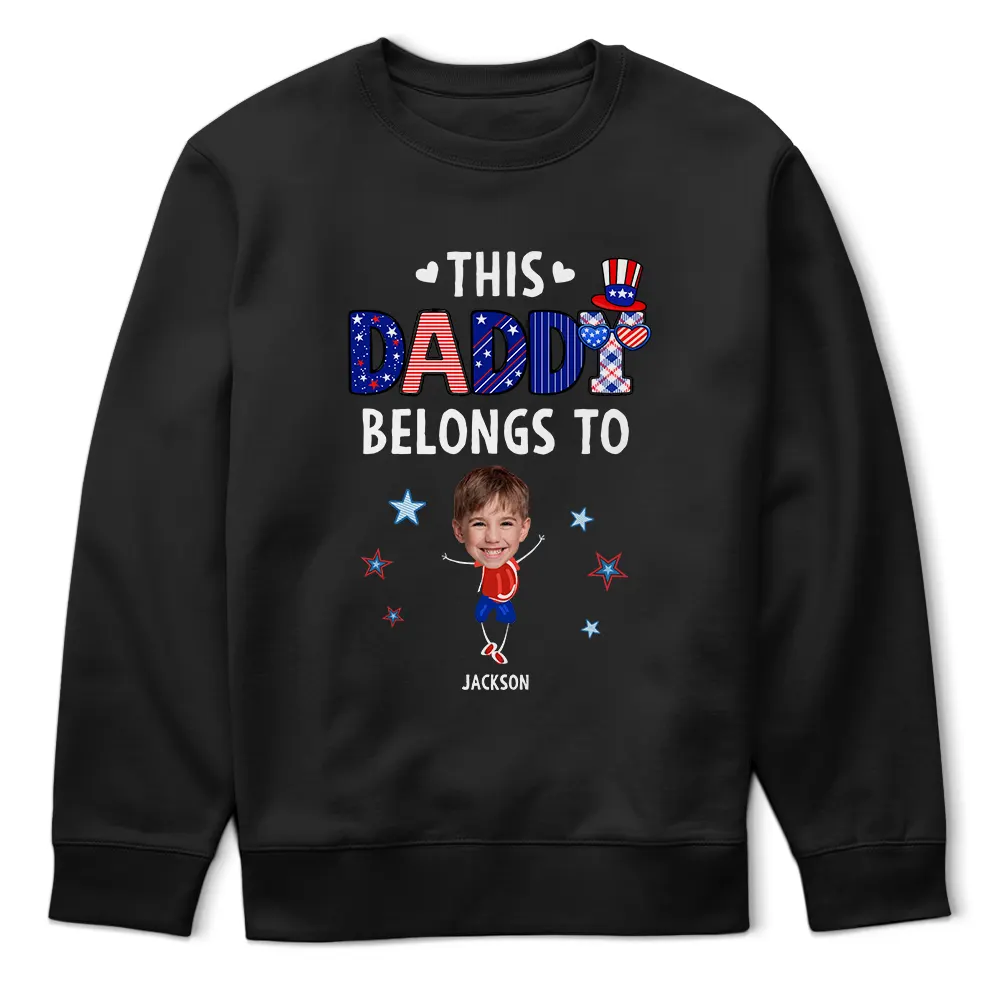 Independence Day, Stick Figure, Gift For Grandpa, Proud, Custom Text - Stars & Stripes This Grandpa Belongs To Kid Stick Figures - Personalized T Shirt