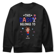 Independence Day, Stick Figure, Gift For Grandpa, Proud, Custom Text - Stars & Stripes This Grandpa Belongs To Kid Stick Figures - Personalized T Shirt