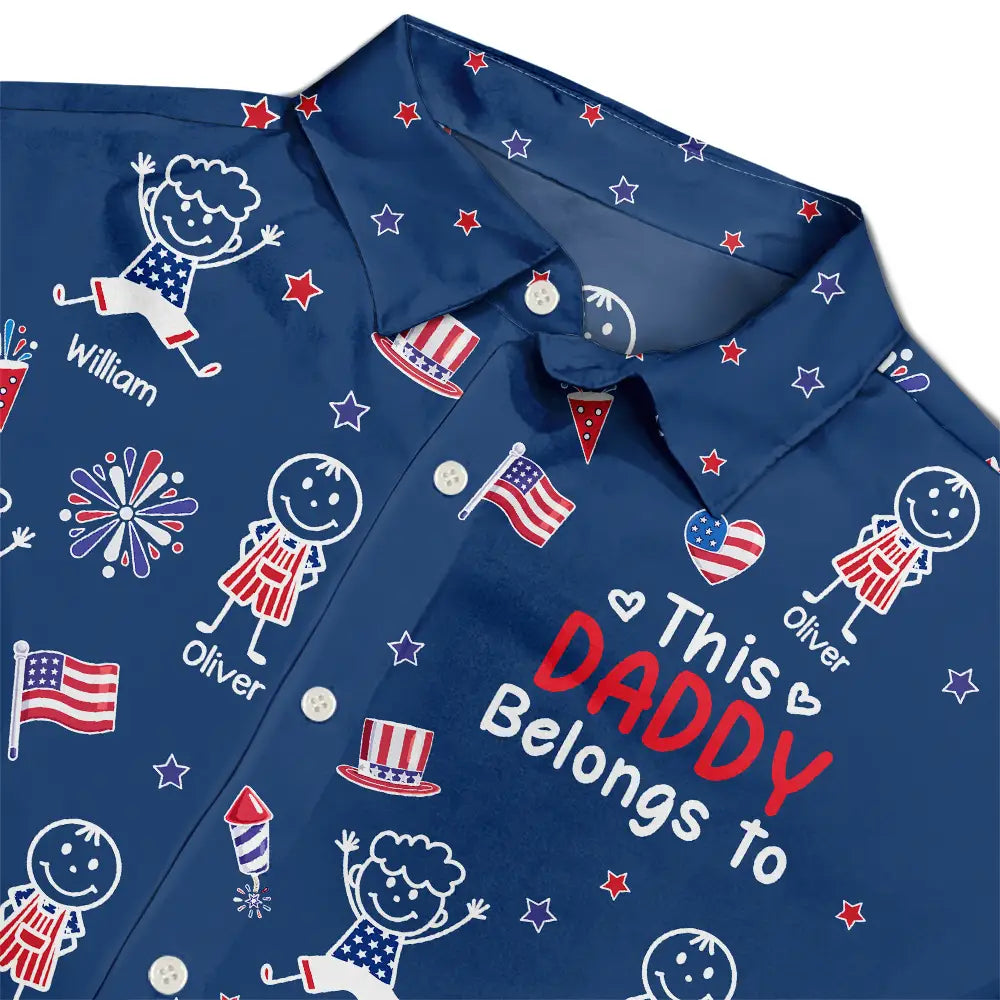 Independence Day,Summer,Gift For Grandpa,Top Market,Humorous,Icon - Stars & Stripes This Grandpa Belongs To Kids - Personalized Hawaiian Shirt