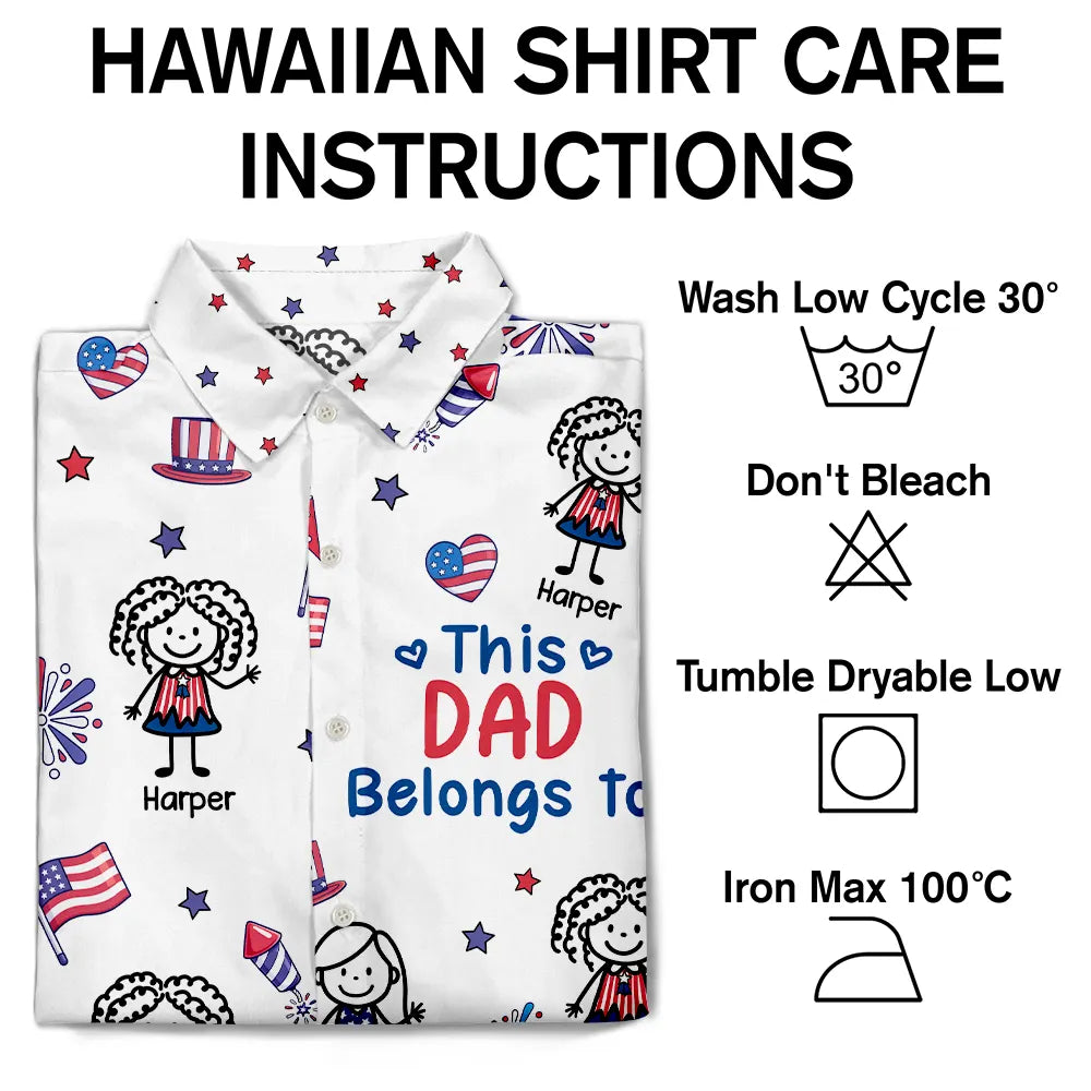 Independence Day,Summer,Gift For Grandpa,Top Market,Humorous,Icon - Stars & Stripes This Grandpa Belongs To Kids - Personalized Hawaiian Shirt