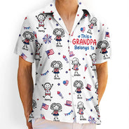 Independence Day,Summer,Gift For Grandpa,Top Market,Humorous,Icon - Stars & Stripes This Grandpa Belongs To Kids - Personalized Hawaiian Shirt