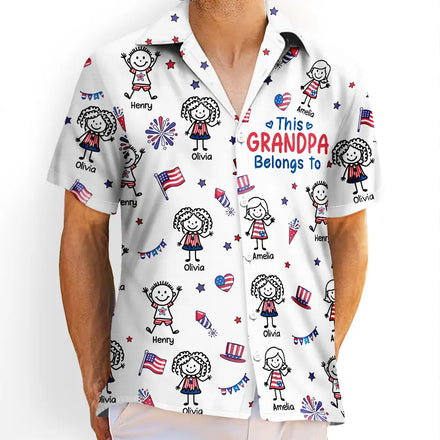 Stars & Stripes This Grandpa Belongs To Kids - Personalized Hawaiian Shirt