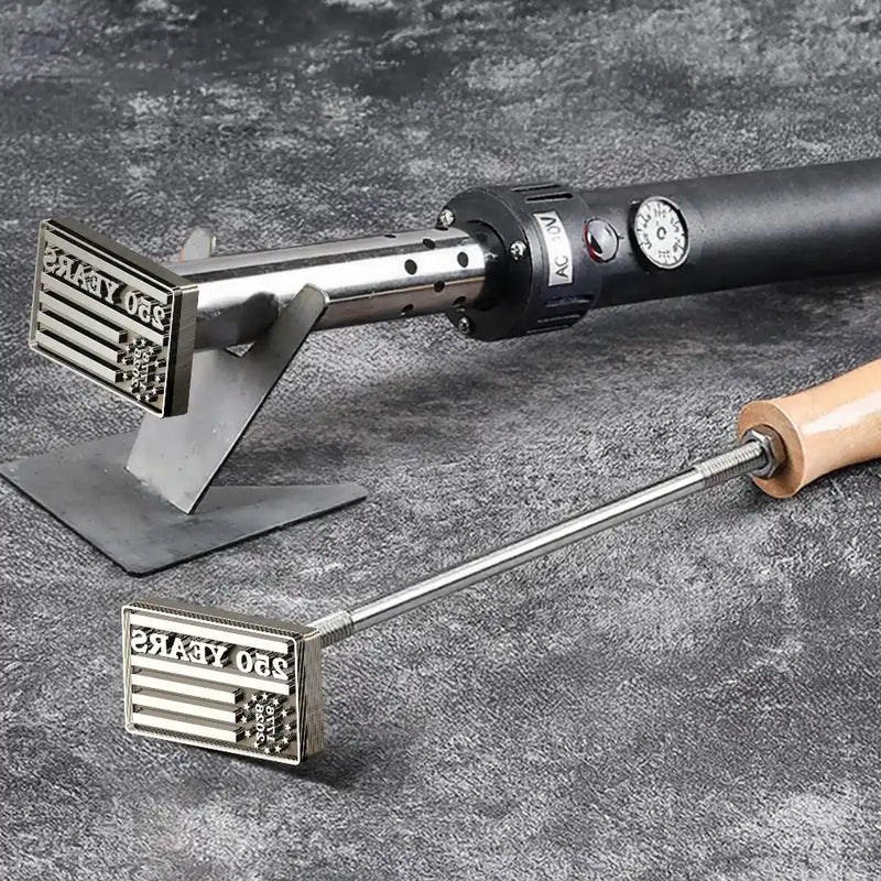 Family, Happy - Stars & Stripes USA 250 Years of Freedom - Personalized Grilling Branding Stamp