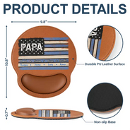 Gift For Father,Independence Day,Proud,Custom Text - Stars & Stripes US Flag American Dad Grandpa - Personalized Leather Mouse Pad