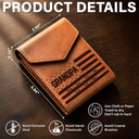 Gift For Father, Independence Day, Proud, Custom Text - Stars & Stripes US Flag Dad Grandpa - Personalized Leather Slim Wallet