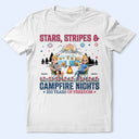 Camping,Campsite,Happy,Independence Day - Stars & Stripes & Campfire Nights - Personalized T Shirt