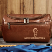 Gift For Husband, Gift For Yourself, Gift For Men, Gift For Grandpa, Gift For Father, Summer, Happy - Stick Figure Best Dad Ever - Personalized Leather Toiletry Bag