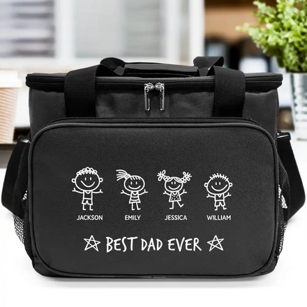 Stick Figure Best Dad Grandpa Ever - Personalized Lunch Bag, Cooling Tote