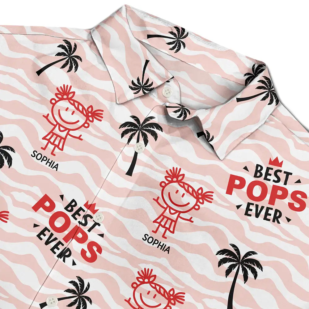 Gift For Husband,Gift For Yourself,Gift For Men,Gift For Grandpa,Grandpa - Grandkids,Gift For Father,Dad - Children,Summer,Happy - Stick Figures Best Dad Grandpa Ever - Personalized Hawaiian Shirt