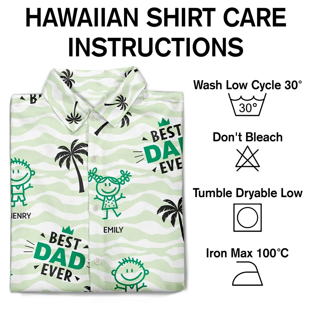 Gift For Husband,Gift For Yourself,Gift For Men,Gift For Grandpa,Grandpa - Grandkids,Gift For Father,Dad - Children,Summer,Happy - Stick Figures Best Dad Grandpa Ever - Personalized Hawaiian Shirt