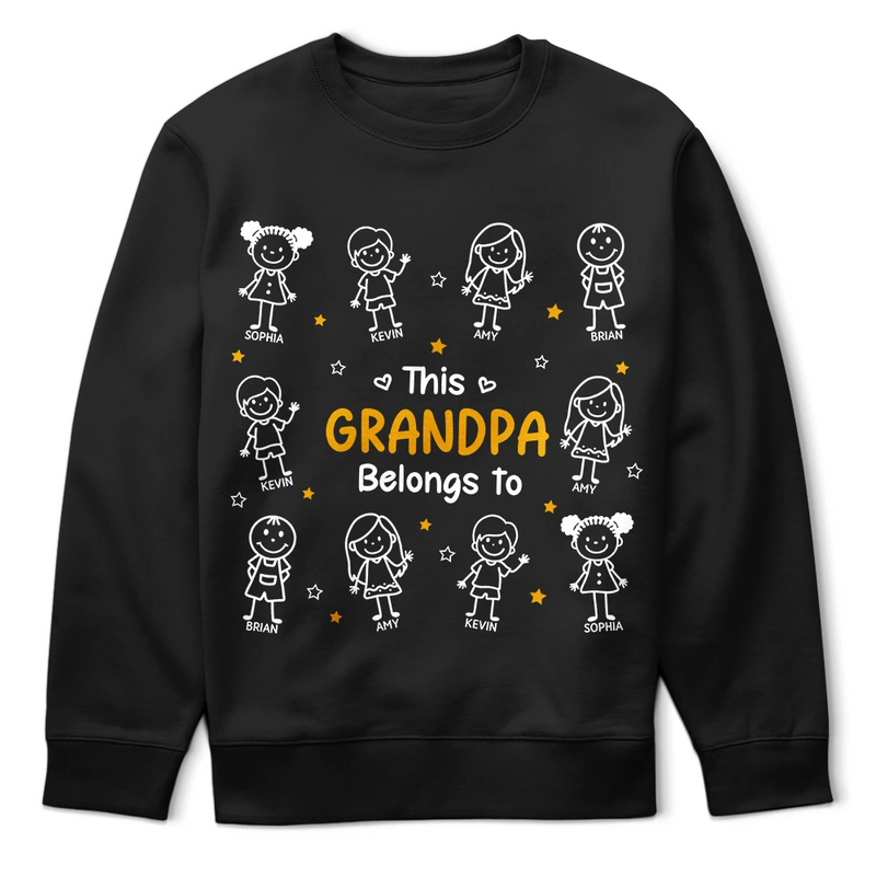 Stick Figures This Grandpa Grandma Belongs To Kids Pet - Personalized T Shirt