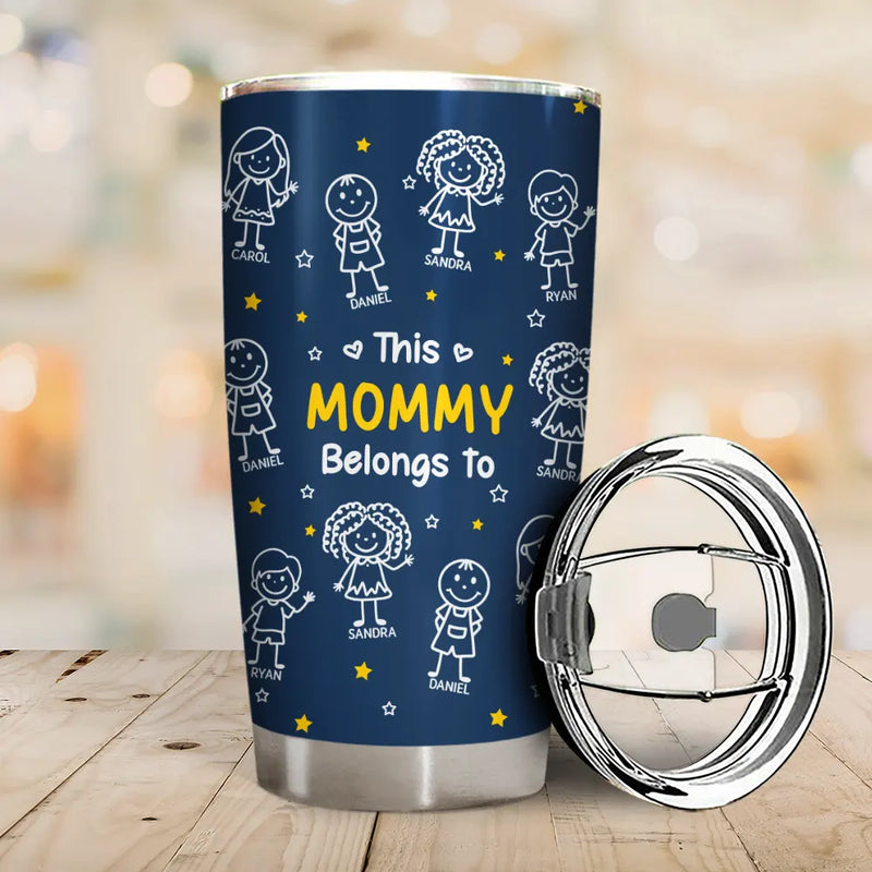 Gift For Father, Gift For Mother, Gift For Grandma, Gift For Grandpa, Happy - Stick Figures This Grandpa Grandma Belongs To Kids Pet - Personalized Tumbler