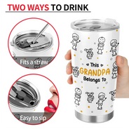 Gift For Father, Gift For Mother, Gift For Grandma, Gift For Grandpa, Happy - Stick Figures This Grandpa Grandma Belongs To Kids Pet - Personalized Tumbler
