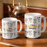 Gift For Father,Gift For Mother,Gift For Grandma,Gift For Grandpa,Happy - Stick Figures This Grandpa Grandma Belongs To Kids Pet - Personalized White Edge-to-Edge Mug