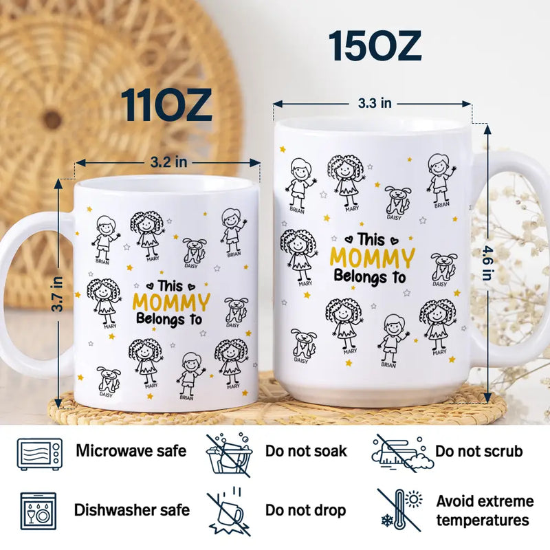 Gift For Father,Gift For Mother,Gift For Grandma,Gift For Grandpa,Happy - Stick Figures This Grandpa Grandma Belongs To Kids Pet - Personalized White Edge-to-Edge Mug