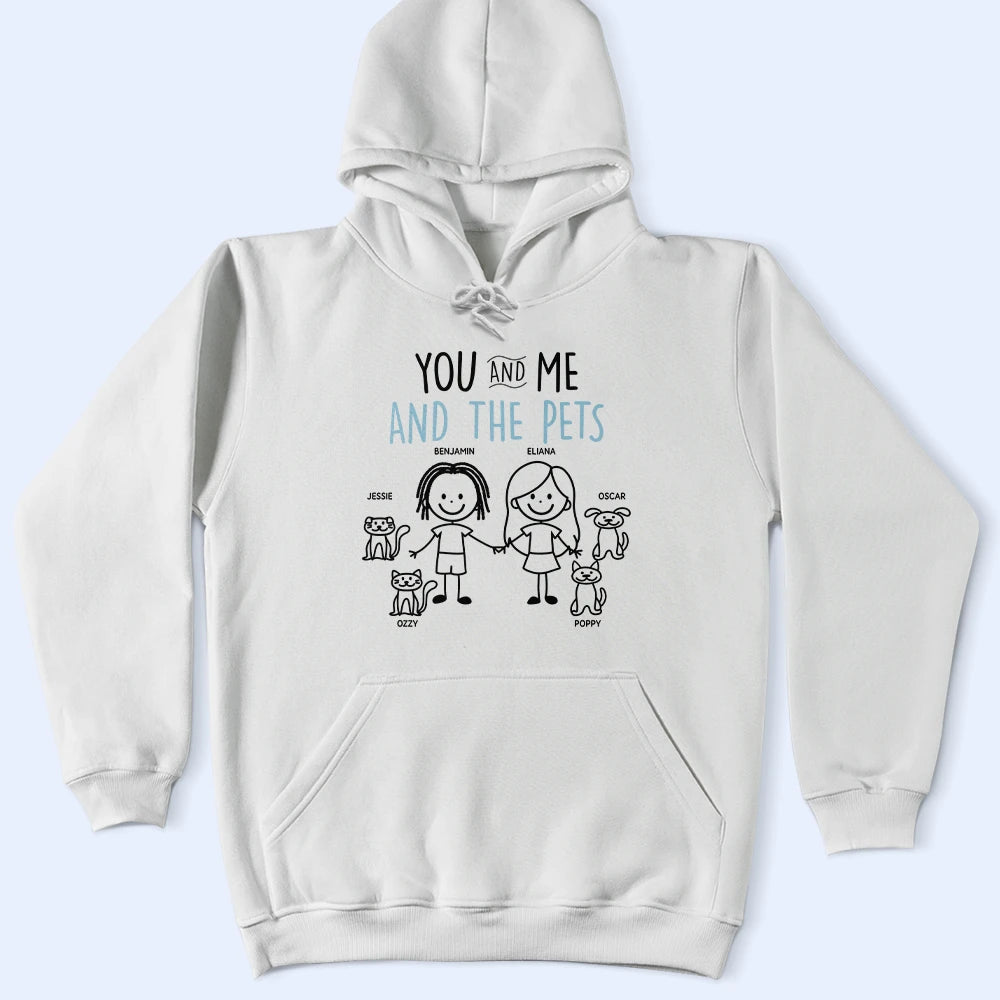 Gift For Couples,Gift For Husband,Gift For Wife,Gift For Boyfriend,Gift For Girlfriend,LGBT,Gift For Women,Gift For Men,Dog Lovers,Pet Lovers,Cat Lovers,Dog Couple,Cat Couple,Pet Couple,Love,Stick Figure - Stick Figures You Me And The Dog Cat - Personalized T Shirt