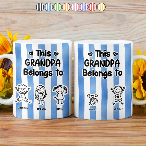 Gift For Women,Gift For Men,Gift For Grandpa,Gift For Grandma,Funny - Striped This Belongs To - Personalized White Edge-to-Edge Mug