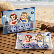 Travel,Confident,Gift For Bestie,Summer,Vector - Summer Besties Girls Trip - Personalized Mesh Zipper Pouch