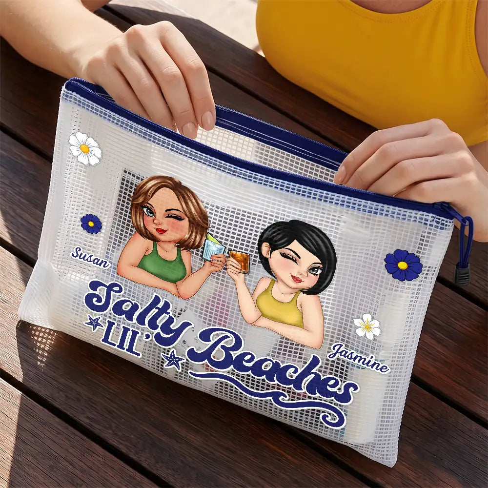 Travel,Confident,Gift For Bestie,Summer,Vector - Summer Besties Girls Trip - Personalized Mesh Zipper Pouch